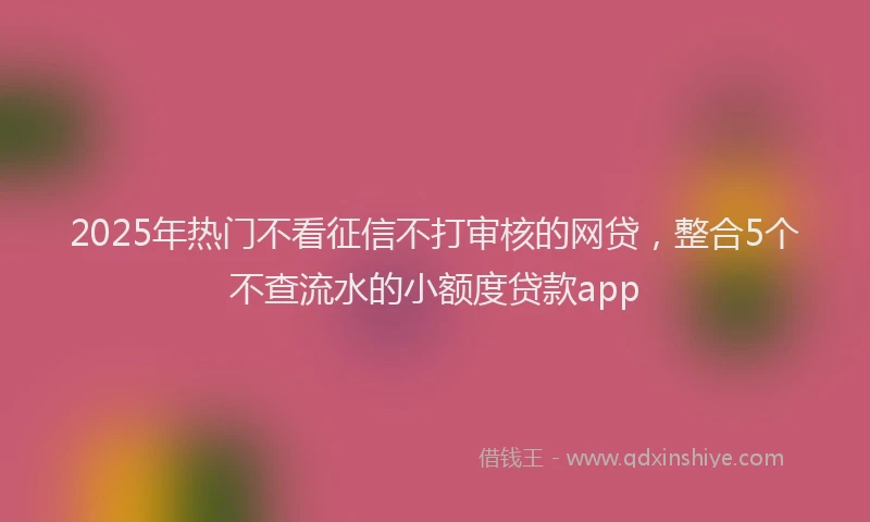 2025年热门不看征信不打审核的网贷，整合5个不查流水的小额度贷款app