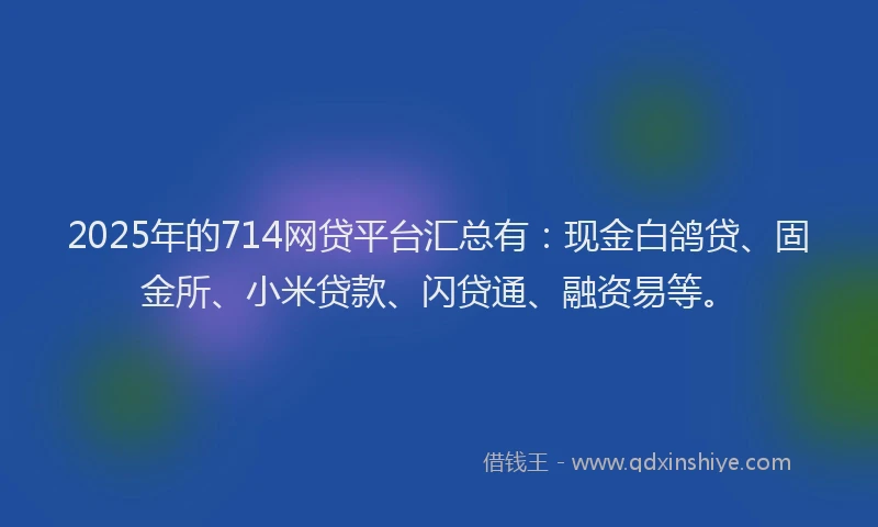 2025年的714网贷平台汇总有：现金白鸽贷、固金所、小米贷款、闪贷通、融资易等。