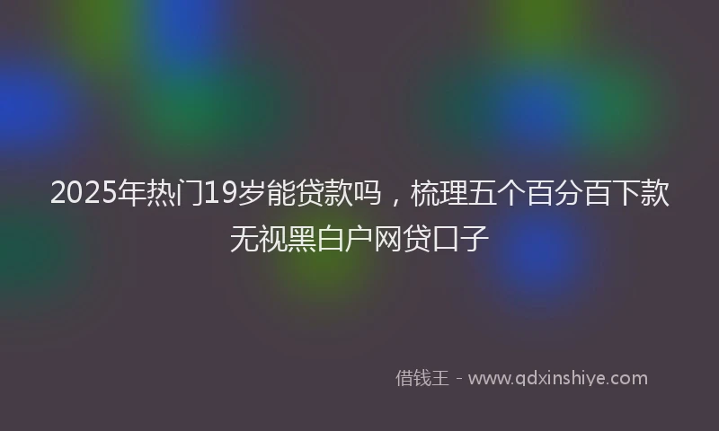 2025年热门19岁能贷款吗，梳理五个百分百下款无视黑白户网贷口子