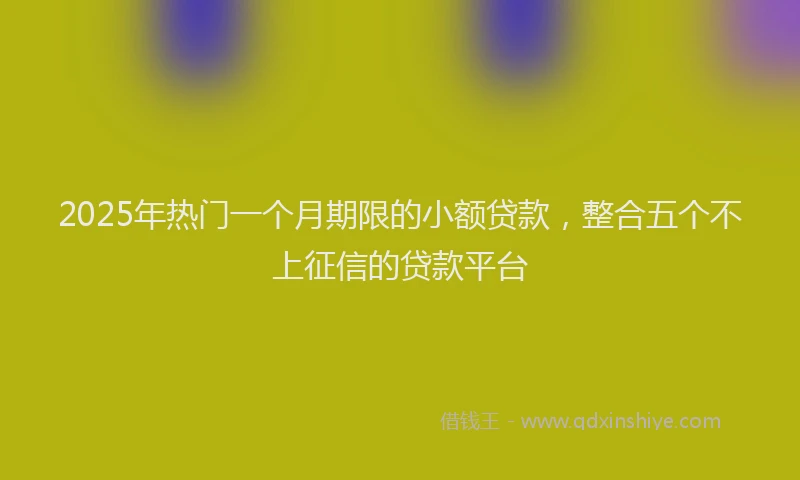 2025年热门一个月期限的小额贷款，整合五个不上征信的贷款平台
