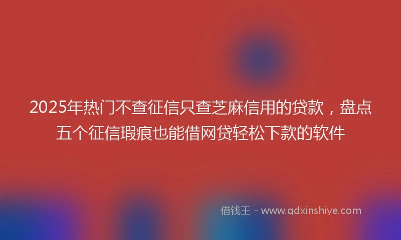 2025年热门不查征信只查芝麻信用的贷款，盘点五个征信瑕疵也能借网贷轻松下款的软件