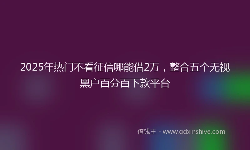 2025年热门不看征信哪能借2万，整合五个无视黑户百分百下款平台