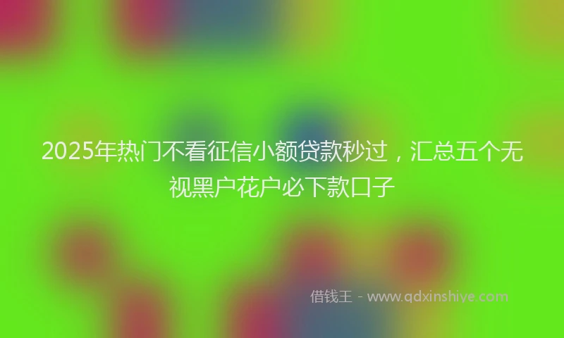 2025年热门不看征信小额贷款秒过，汇总五个无视黑户花户必下款口子