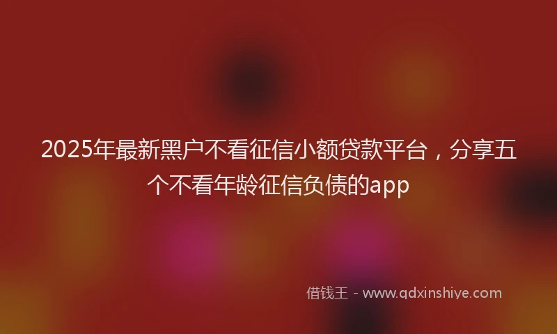 2025年最新黑户不看征信小额贷款平台，分享五个不看年龄征信负债的app