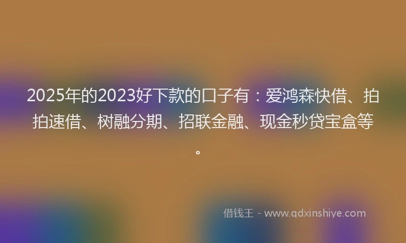2025年的2023好下款的口子有：爱鸿森快借、拍拍速借、树融分期、招联金融、现金秒贷宝盒等。