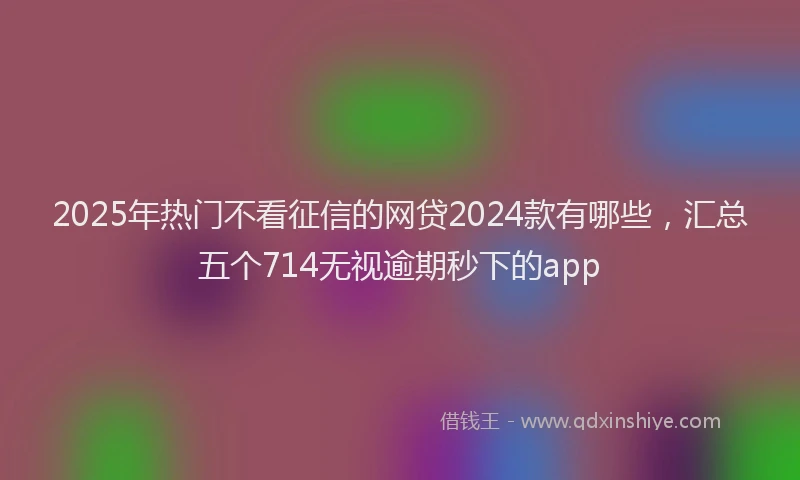 2025年热门不看征信的网贷2024款有哪些，汇总五个714无视逾期秒下的app