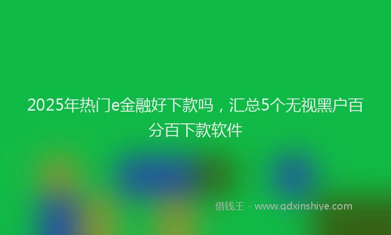 2025年热门e金融好下款吗，汇总5个无视黑户百分百下款软件