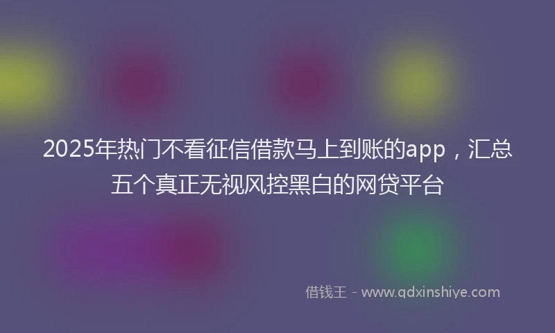 2025年热门不看征信借款马上到账的app，汇总五个真正无视风控黑白的网贷平台