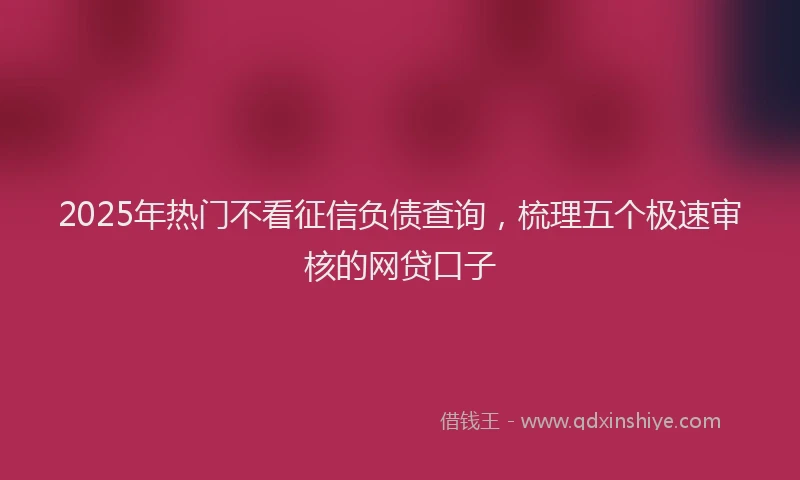 2025年热门不看征信负债查询,梳理五个极速审核的网贷口子
