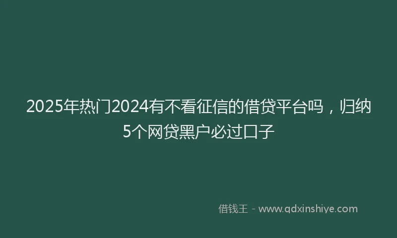 2025年热门2024有不看征信的借贷平台吗，归纳5个网贷黑户必过口子