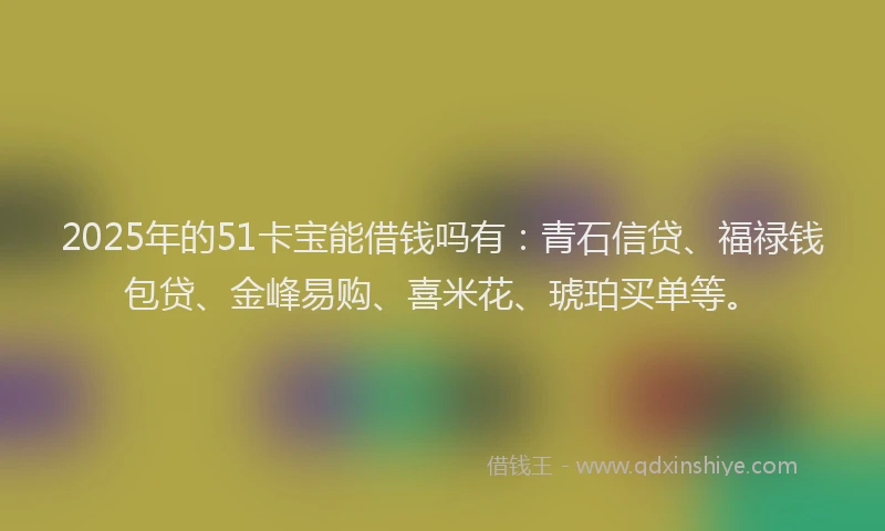 2025年的51卡宝能借钱吗有：青石信贷、福禄钱包贷、金峰易购、喜米花、琥珀买单等。