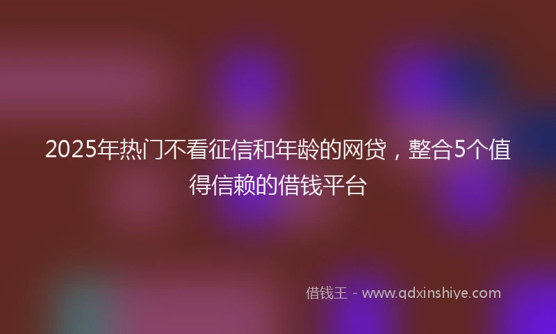 2025年热门不看征信和年龄的网贷，整合5个值得信赖的借钱平台
