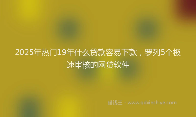 2025年热门19年什么贷款容易下款，罗列5个极速审核的网贷软件