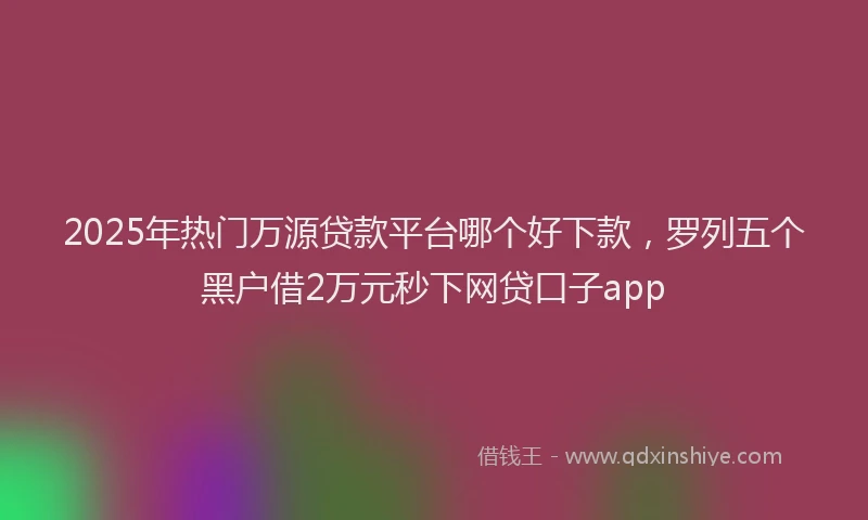 2025年热门万源贷款平台哪个好下款，罗列五个黑户借2万元秒下网贷口子app