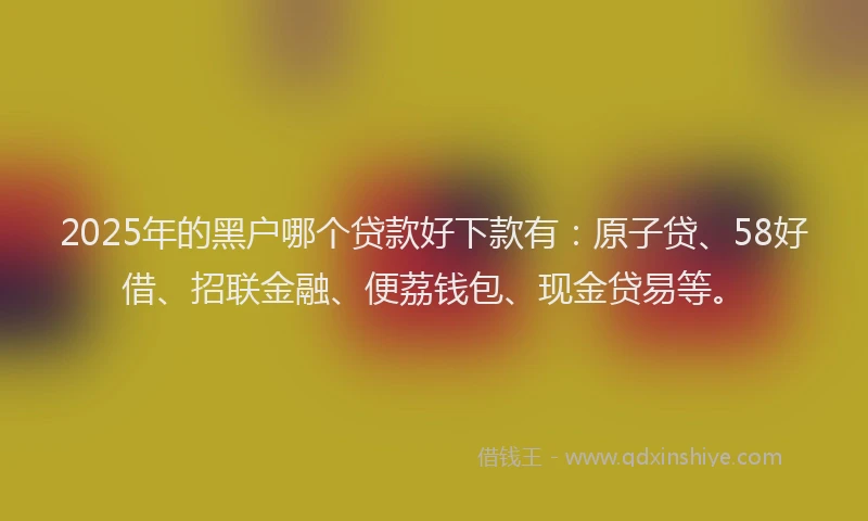 2025年的黑户哪个贷款好下款有：原子贷、58好借、招联金融、便荔钱包、现金贷易等。