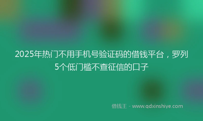 2025年热门不用手机号验证码的借钱平台，罗列5个低门槛不查征信的口子