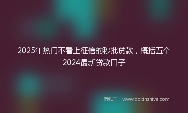 2025年热门不看上征信的秒批贷款，概括五个2024最新贷款口子