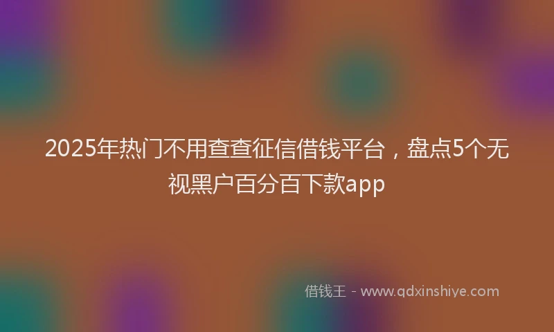 2025年热门不用查查征信借钱平台，盘点5个无视黑户百分百下款app
