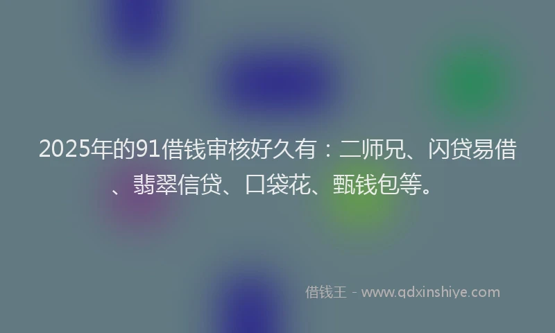 2025年的91借钱审核好久有：二师兄、闪贷易借、翡翠信贷、口袋花、甄钱包等。