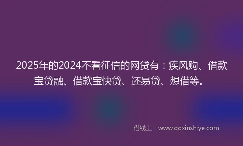 2025年的2024不看征信的网贷有：疾风购、借款宝贷融、借款宝快贷、还易贷、想借等。