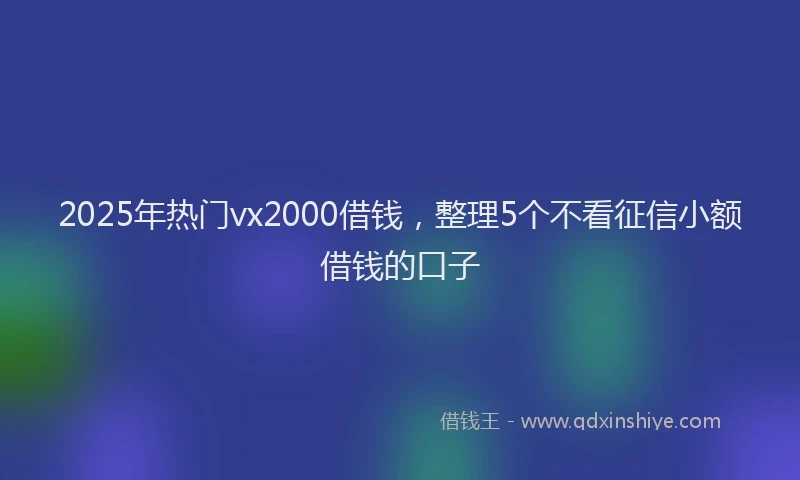 2025年热门vx2000借钱，整理5个不看征信小额借钱的口子
