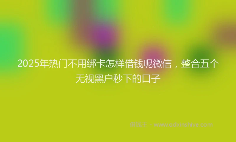 2025年热门不用绑卡怎样借钱呢微信，整合五个无视黑户秒下的口子