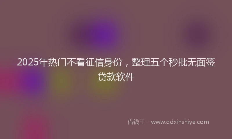 2025年热门不看征信身份，整理五个秒批无面签贷款软件