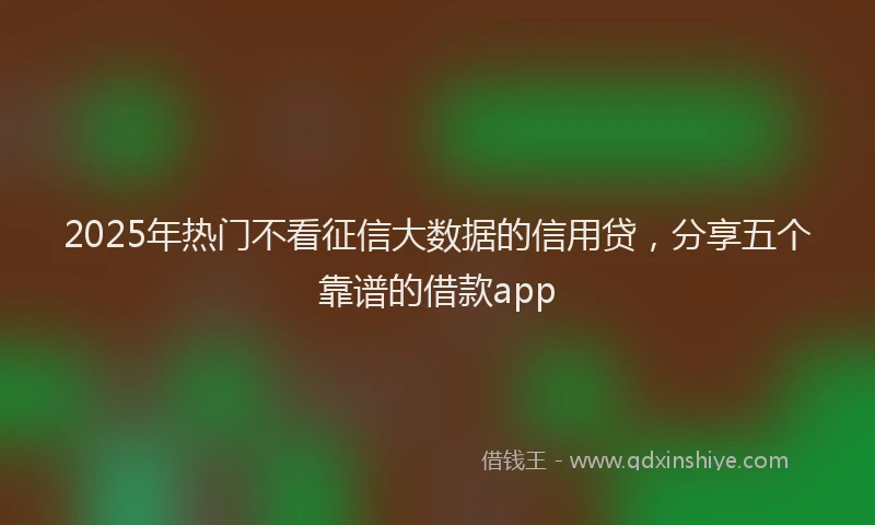 2025年热门不看征信大数据的信用贷，分享五个靠谱的借款app