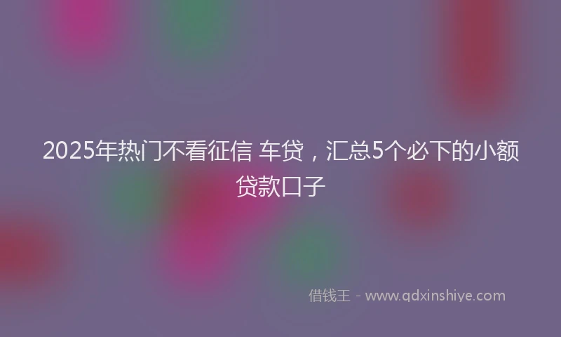 2025年热门不看征信 车贷，汇总5个必下的小额贷款口子