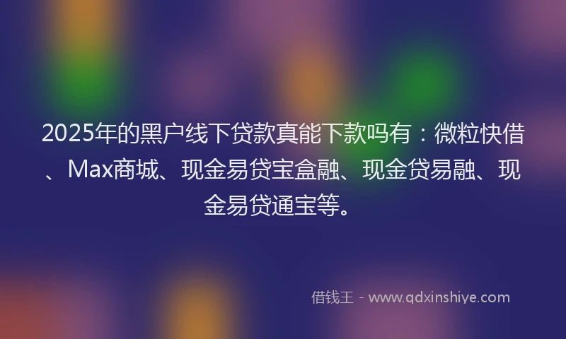 2025年的黑户线下贷款真能下款吗有：微粒快借、Max商城、现金易贷宝盒融、现金贷易融、现金易贷通宝等。