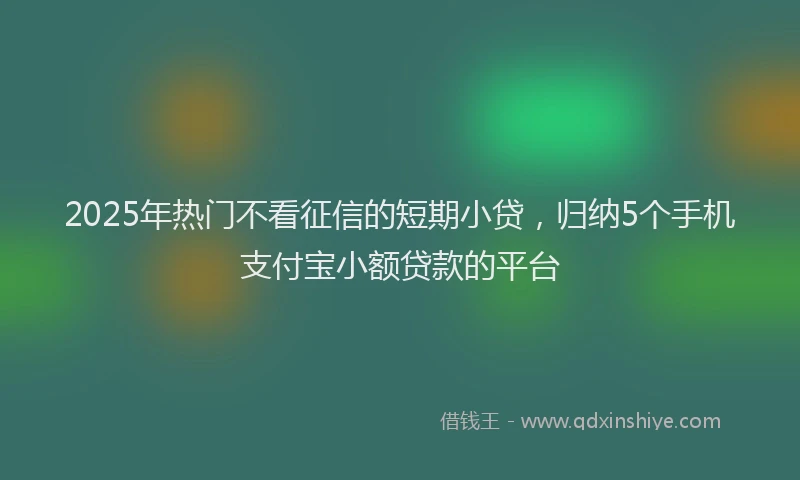 2025年热门不看征信的短期小贷，归纳5个手机支付宝小额贷款的平台
