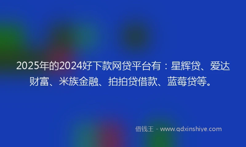 2025年的2024好下款网贷平台有：星辉贷、爱达财富、米族金融、拍拍贷借款、蓝莓贷等。