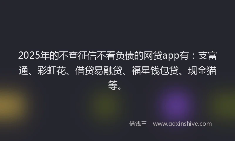 2025年的不查征信不看负债的网贷app有：支富通、彩虹花、借贷易融贷、福星钱包贷、现金猫等。