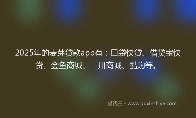 2025年的麦芽贷款app有：口袋快贷、借贷宝快贷、金鱼商城、一川商城、酷购等。