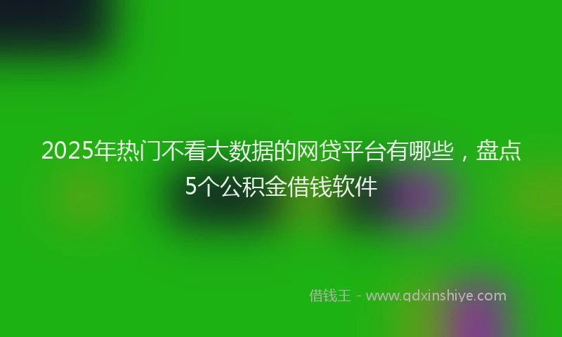 2025年热门不看大数据的网贷平台有哪些，盘点5个公积金借钱软件