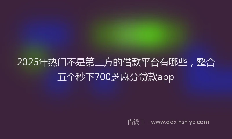 2025年热门不是第三方的借款平台有哪些，整合五个秒下700芝麻分贷款app