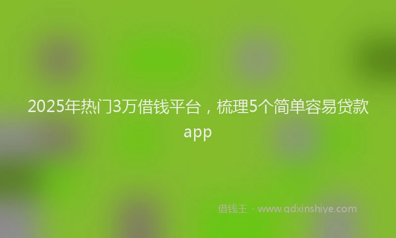 2025年热门3万借钱平台，梳理5个简单容易贷款app