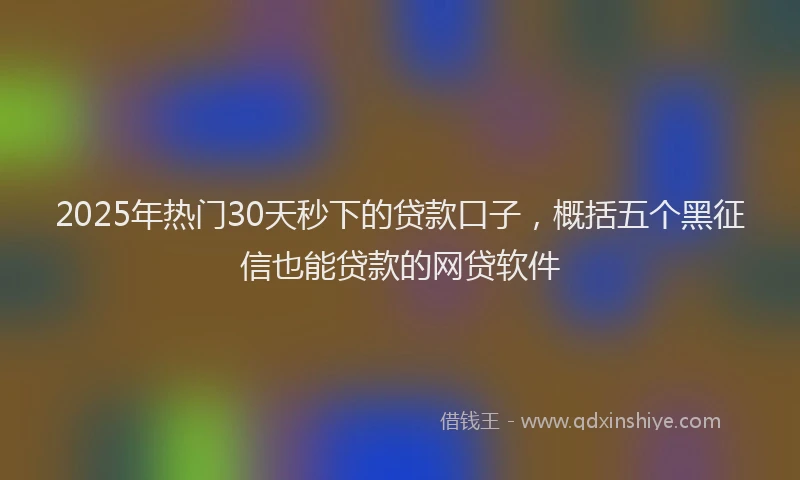 2025年热门30天秒下的贷款口子，概括五个黑征信也能贷款的网贷软件
