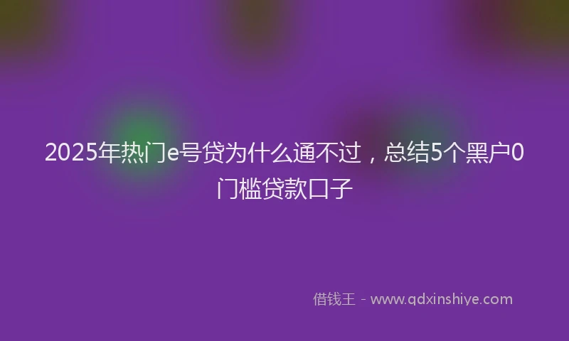 2025年热门e号贷为什么通不过，总结5个黑户0门槛贷款口子