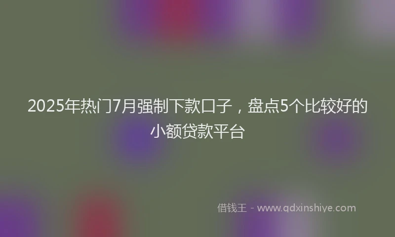 2025年热门7月强制下款口子，盘点5个比较好的小额贷款平台
