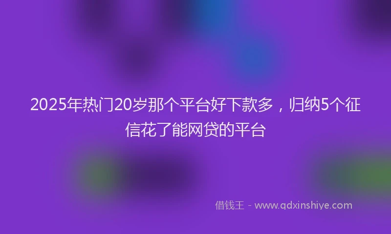 2025年热门20岁那个平台好下款多，归纳5个征信花了能网贷的平台