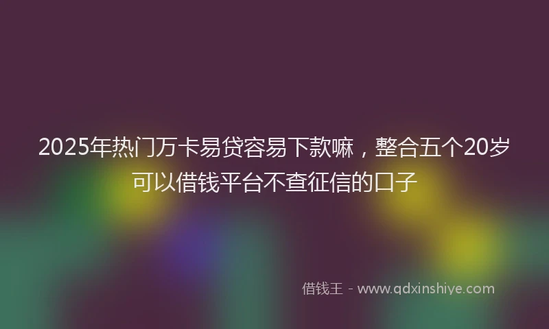 2025年热门万卡易贷容易下款嘛，整合五个20岁可以借钱平台不查征信的口子