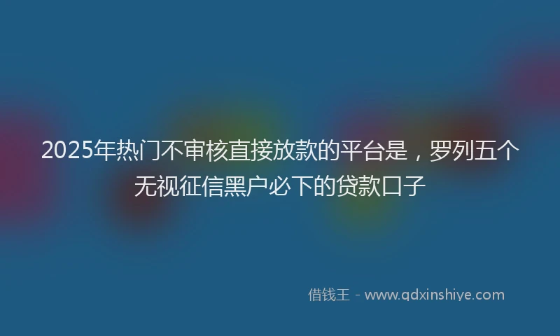 2025年热门不审核直接放款的平台是，罗列五个无视征信黑户必下的贷款口子