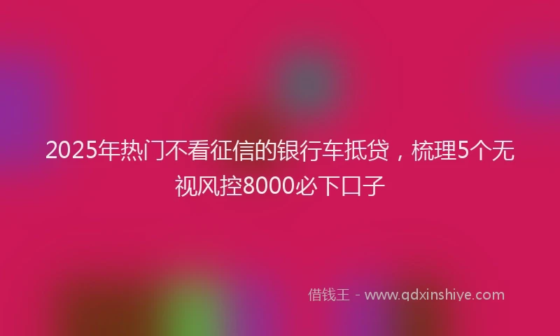 2025年热门不看征信的银行车抵贷，梳理5个无视风控8000必下口子
