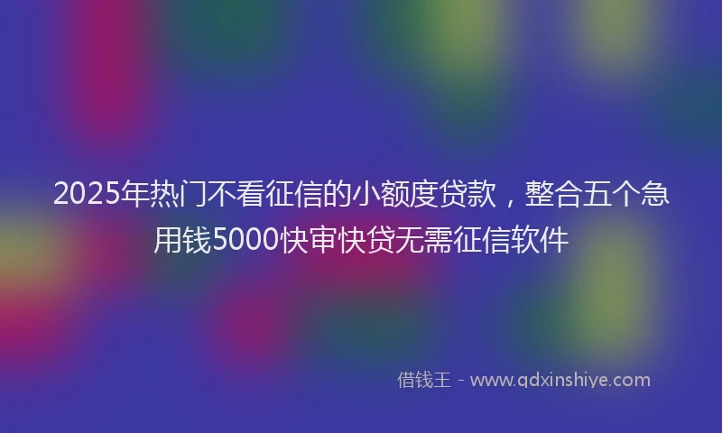 2025年热门不看征信的小额度贷款，整合五个急用钱5000快审快贷无需征信软件