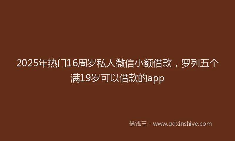 2025年热门16周岁私人微信小额借款，罗列五个满19岁可以借款的app