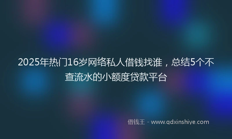 2025年热门16岁网络私人借钱找谁，总结5个不查流水的小额度贷款平台
