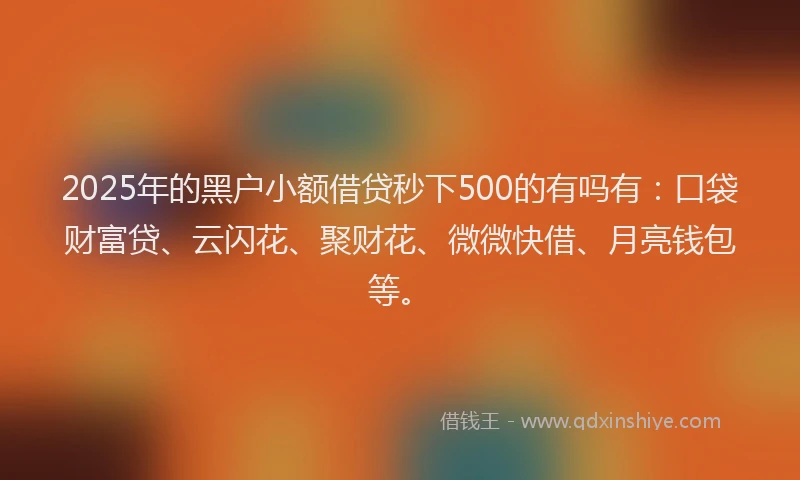 2025年的黑户小额借贷秒下500的有吗有：口袋财富贷、云闪花、聚财花、微微快借、月亮钱包等。