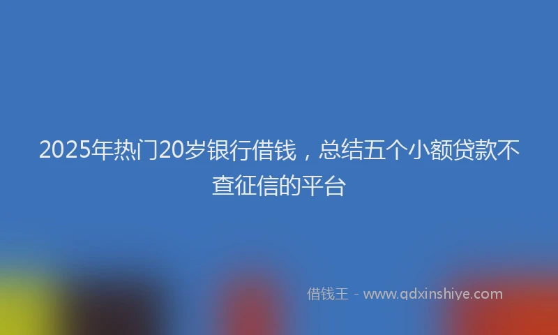 2025年热门20岁银行借钱，总结五个小额贷款不查征信的平台