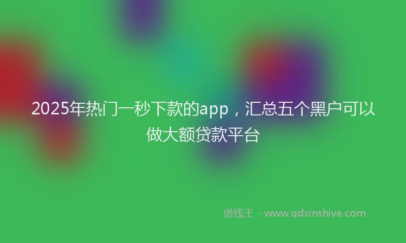2025年热门一秒下款的app，汇总五个黑户可以做大额贷款平台